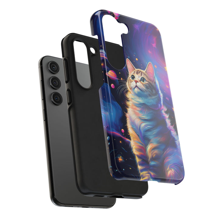 Cosmic Cat Tough Phone Case – Stellar Protection for Your Device