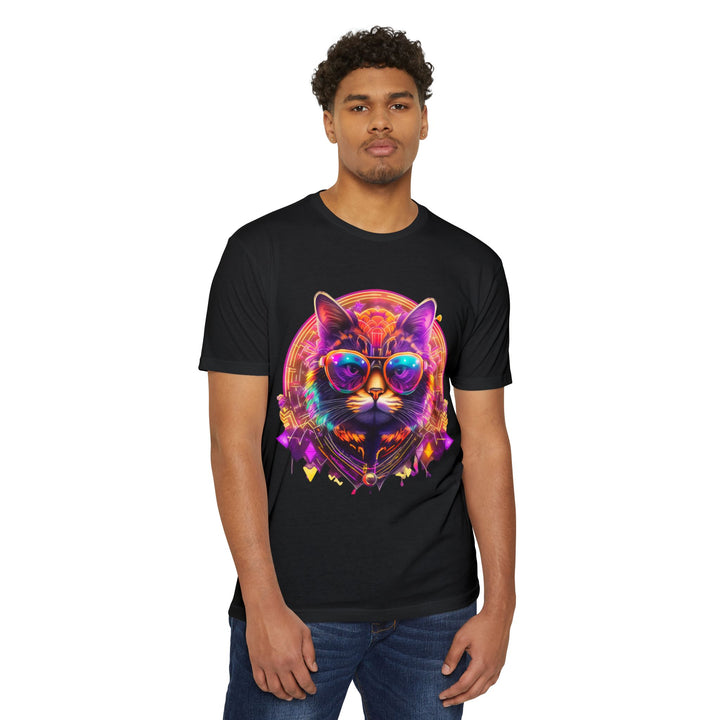 Cosmic Vibes Cat Top - Unisex Retro-Futuristic T-Shirt