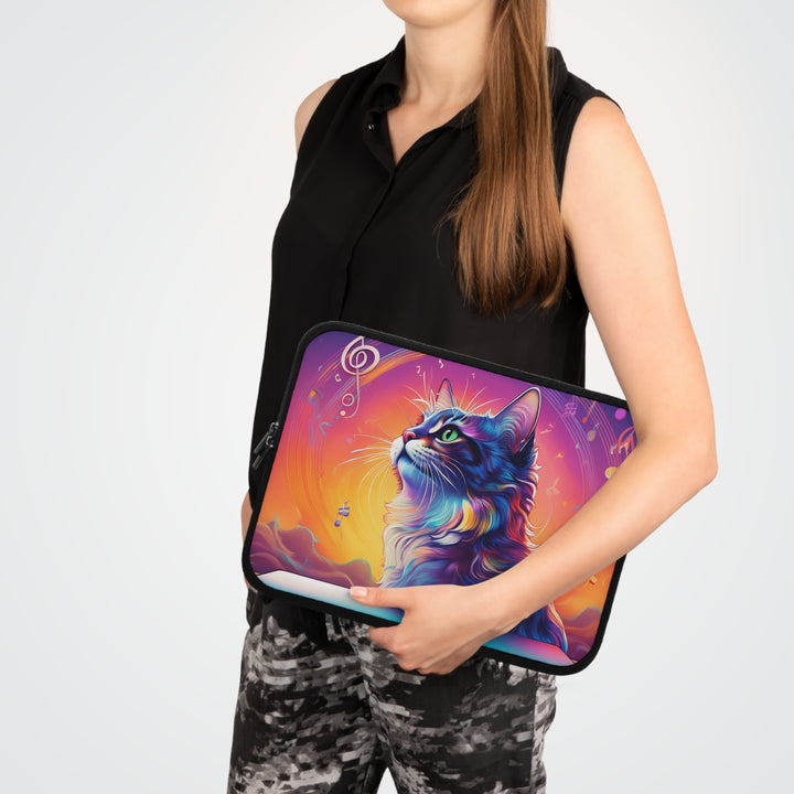 Symphony of Whiskers: Melodic Laptop Sleeve