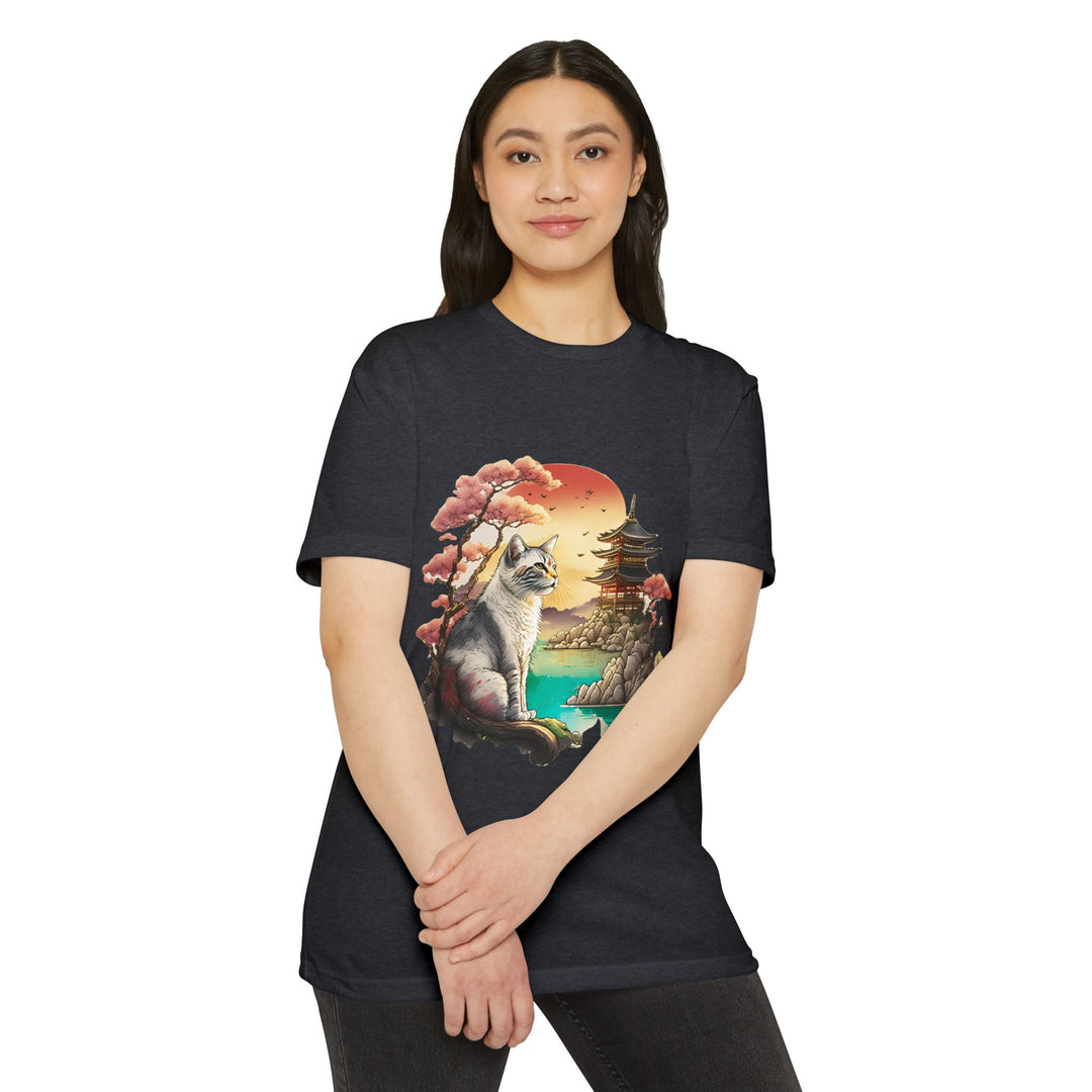 Zen Garden Cat Top - Unisex Serene Landscape T-Shirt