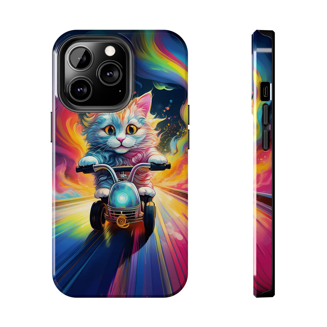 Motorbike Cat Tough Phone Case – Bold Protection with a Dash of Adventure