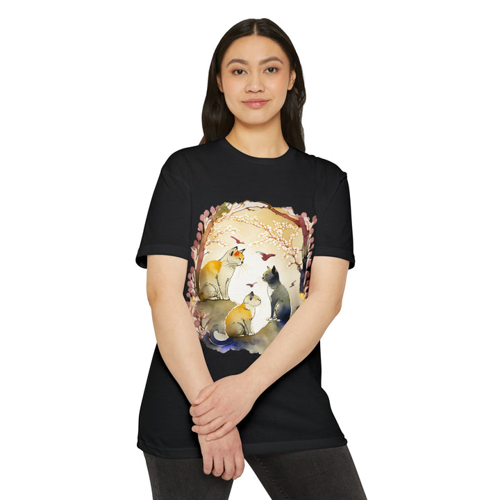 Whimsical Garden Cat Top - Unisex Watercolor Nature T-Shirt