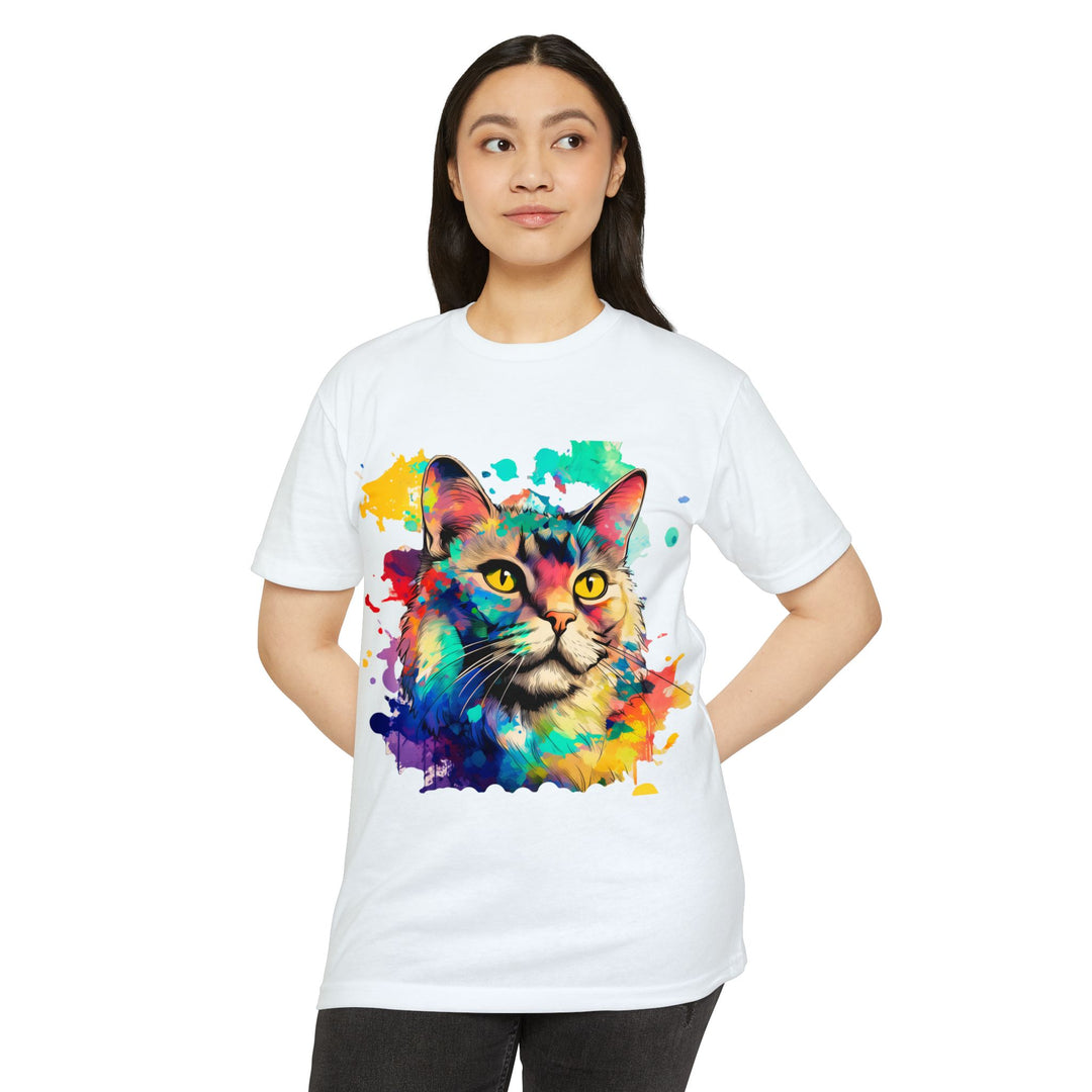 Prismatic Cat T-Shirt - Vivid Feline Art