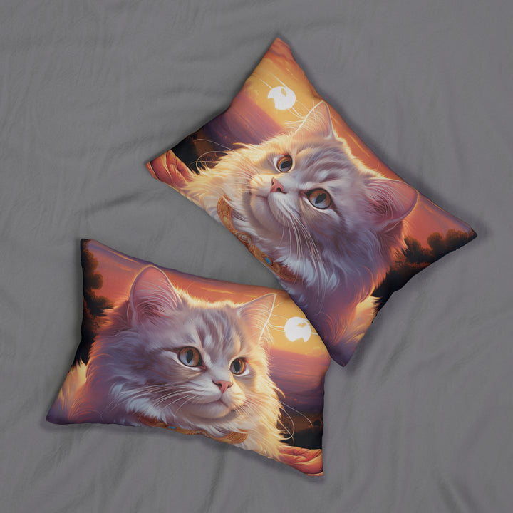 Serene Sunset Cat Lumbar Pillow – A Touch of Tranquility for Your Home