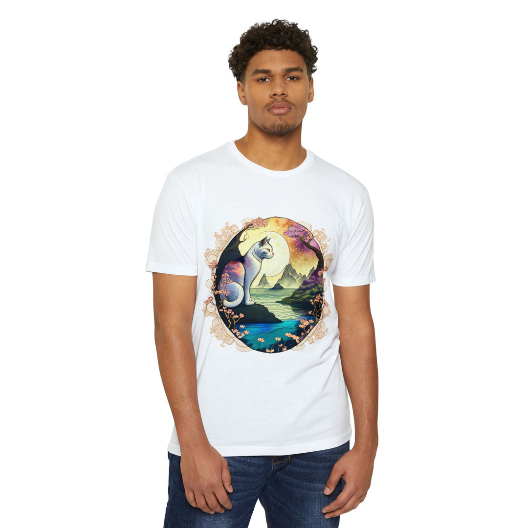 Mystic Moonlit Cat Art Top - Enchanted Night Design