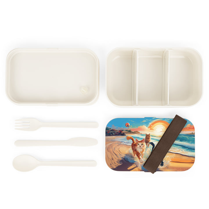 Sunset Beach Cat Bento Box – Vibrant & Eco-Friendly Lunch Companion