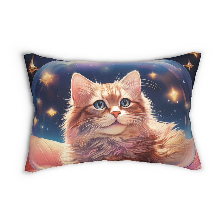 Stellar Serenity Cat Lumbar Pillow – Elevate Your Home Décor with Cosmic Comfort