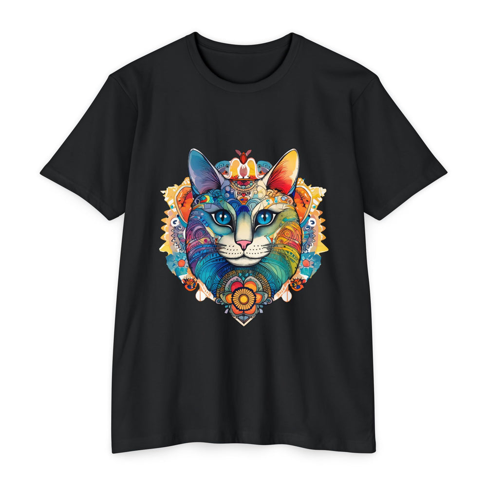 Bohemian Mandala Cat Shirt - Vibrant Feline Art Design