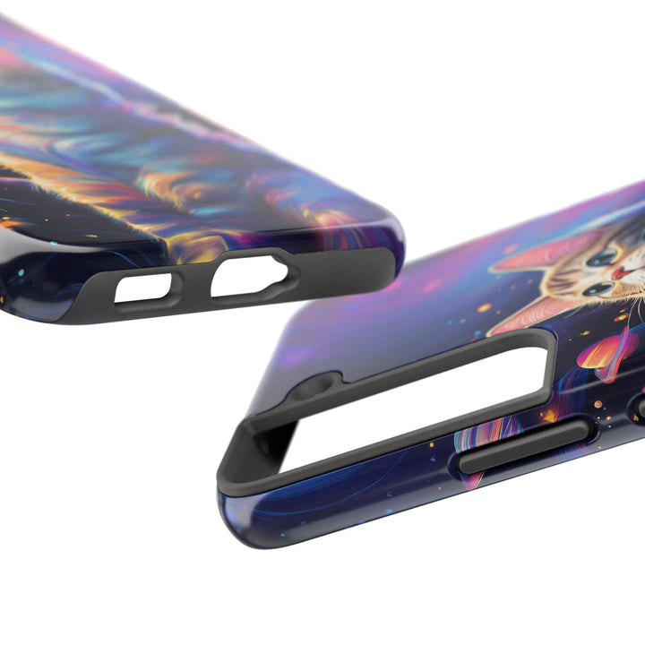 Cosmic Cat Tough Phone Case – Stellar Protection for Your Device