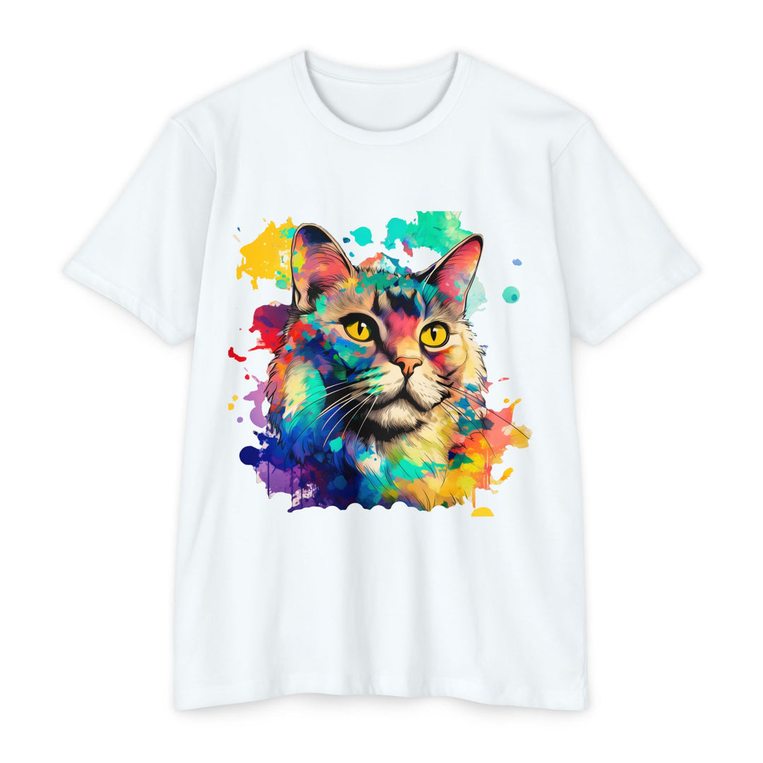 Prismatic Cat T-Shirt - Vivid Feline Art