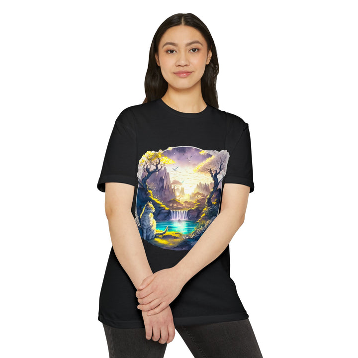 Mystical Realm Cat Top- Unisex Fantasy Landscape T-Shirt