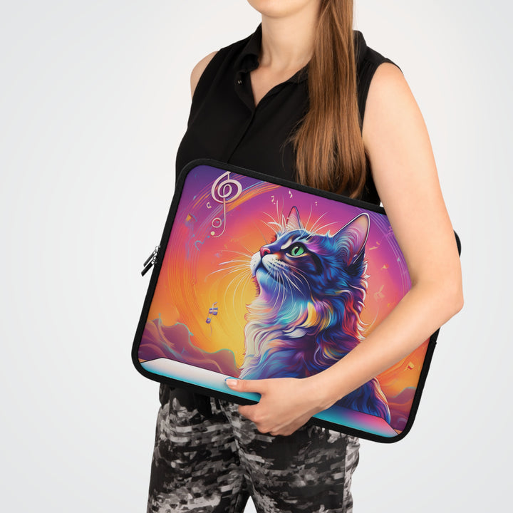 Symphony of Whiskers: Melodic Laptop Sleeve