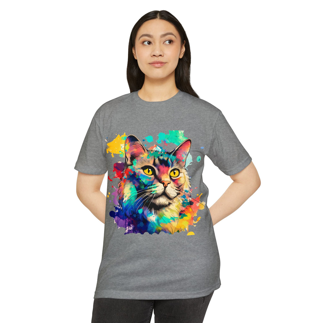 Prismatic Cat T-Shirt - Vivid Feline Art