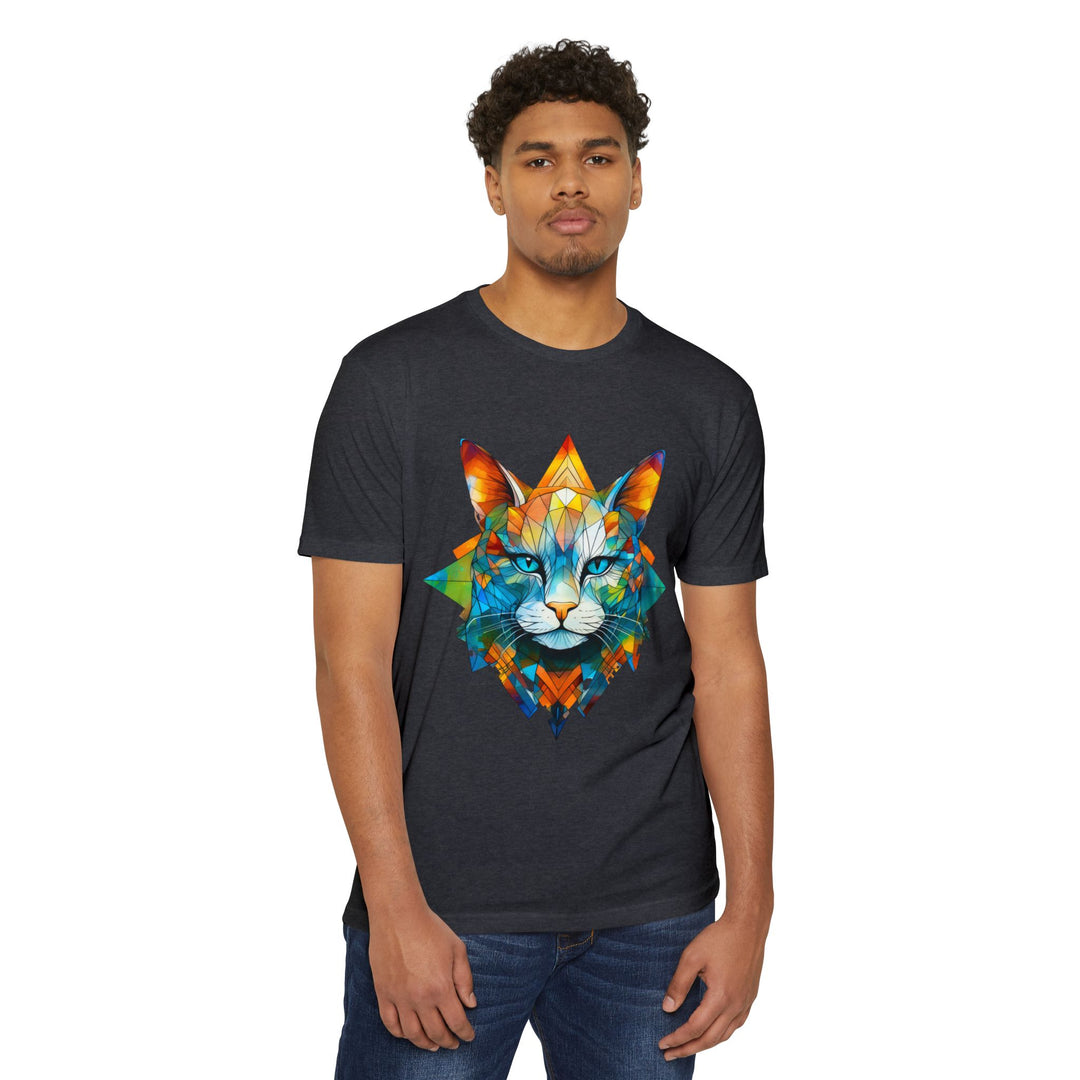 Geometric Prism Cat Top - Unisex Artistic Expression T-Shirt