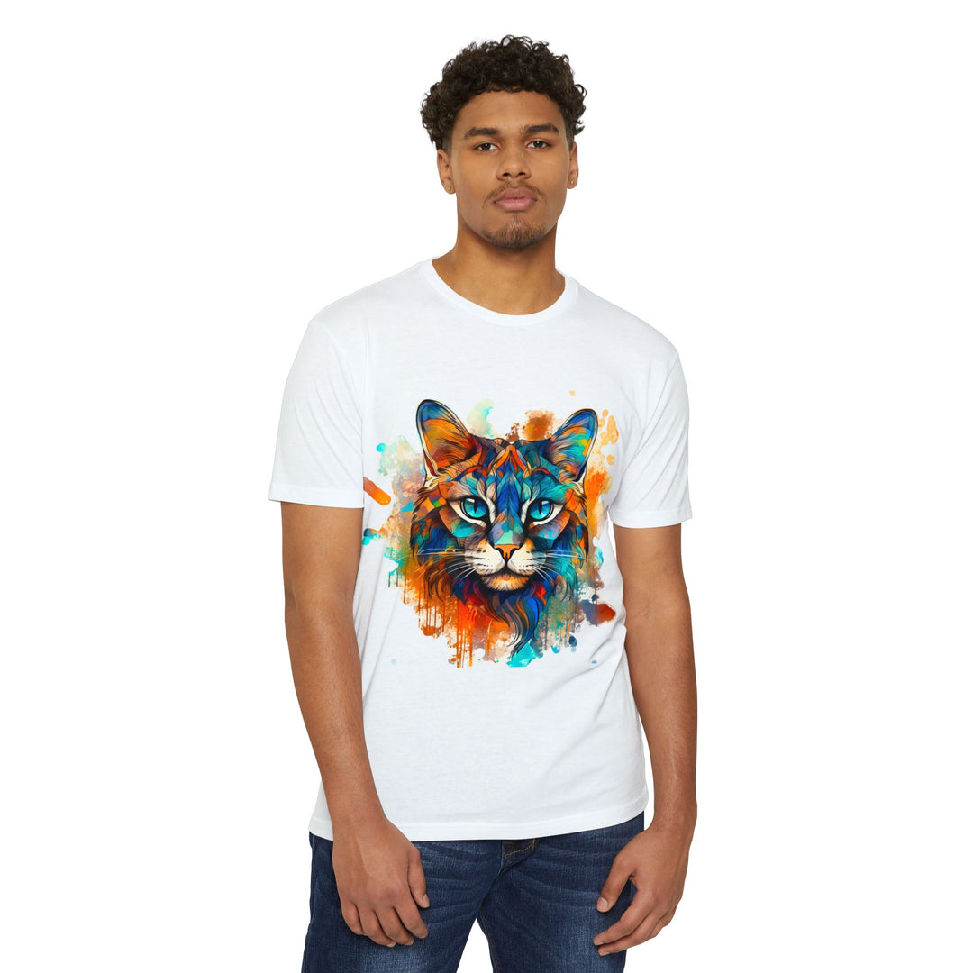 Vibrant Abstract Cat Shirt - Majestic Feline Art