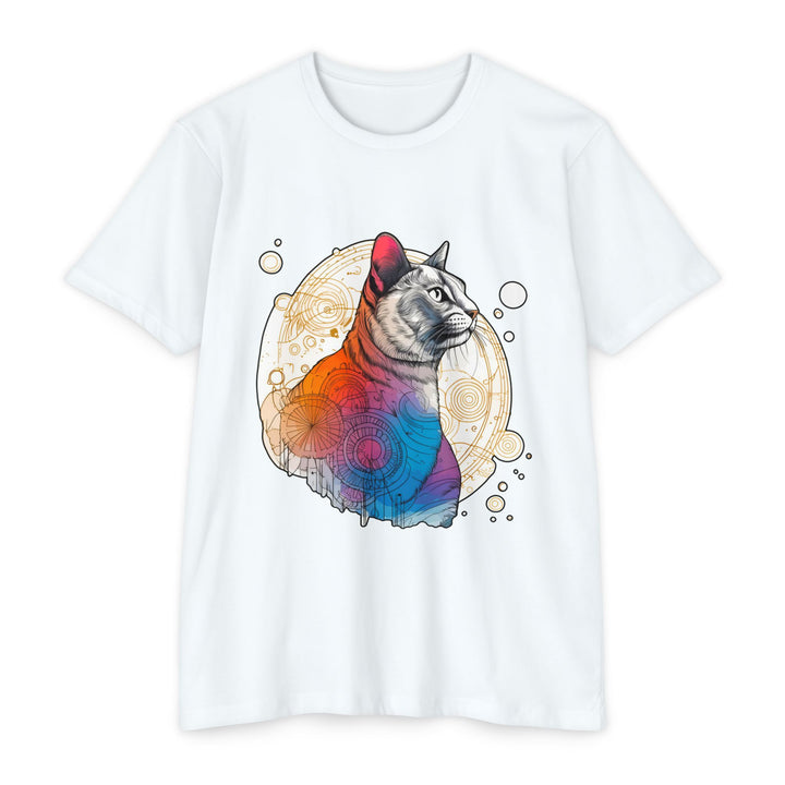 Geometric Galaxy Cat T-Shirt - Cosmic Feline Art