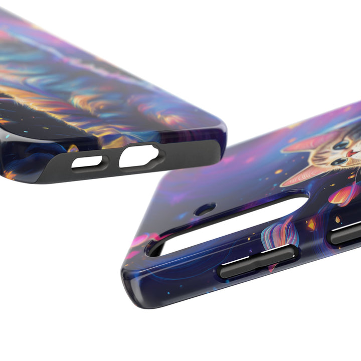 Cosmic Cat Tough Phone Case – Stellar Protection for Your Device