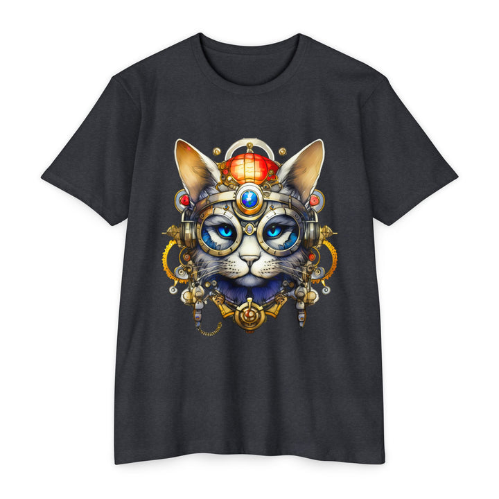 Steampunk Cat Art Top - Intricate Mechanical Design