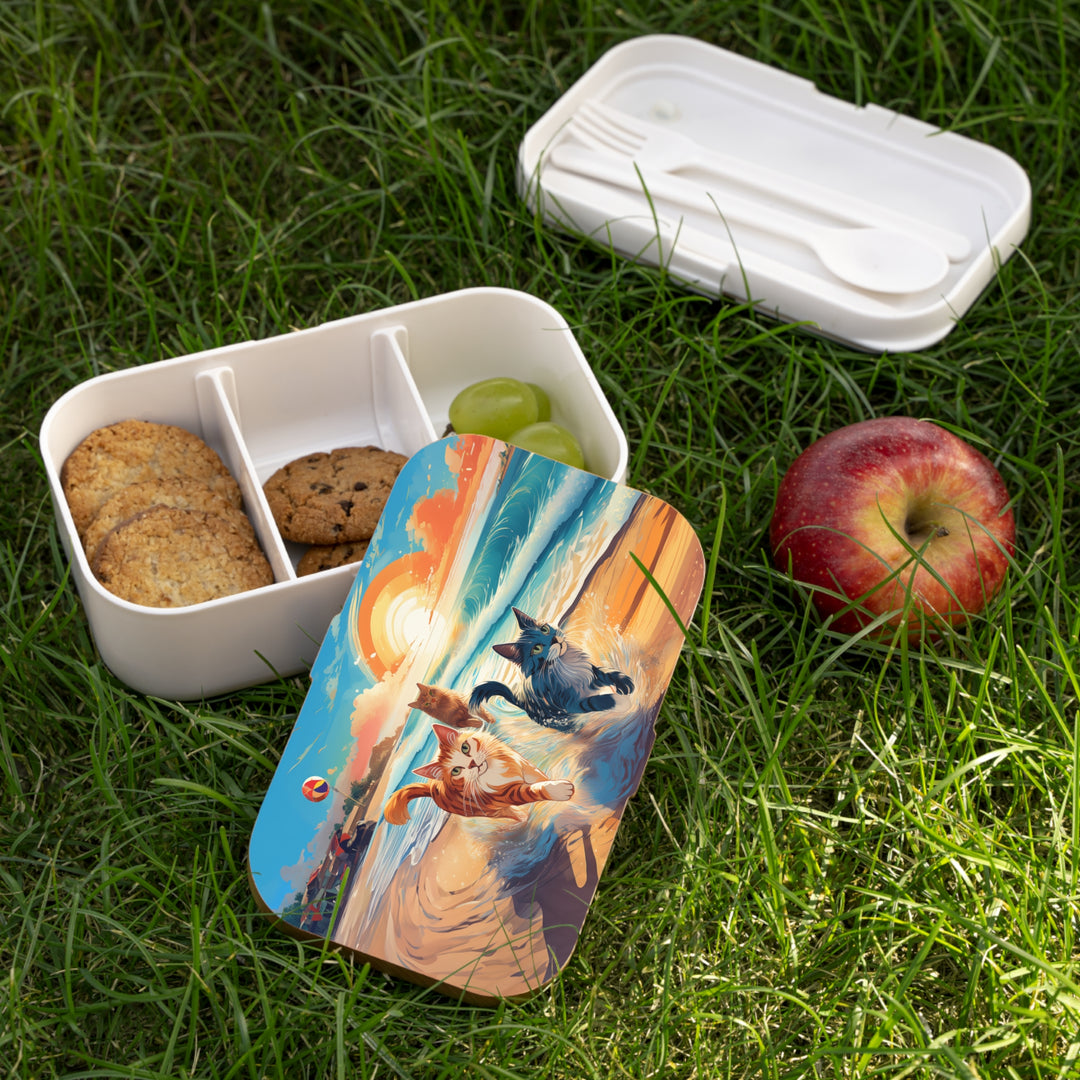 Sunset Beach Cat Bento Box – Vibrant & Eco-Friendly Lunch Companion