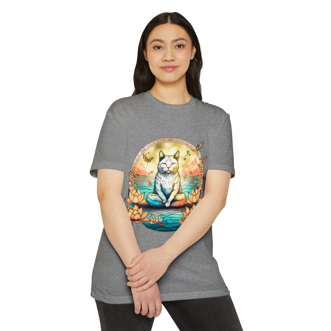 Zen Cat T-Shirt - Tranquil Lotus Meditation