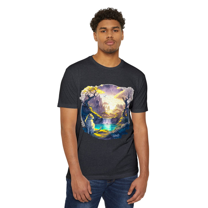 Mystical Realm Cat Top- Unisex Fantasy Landscape T-Shirt