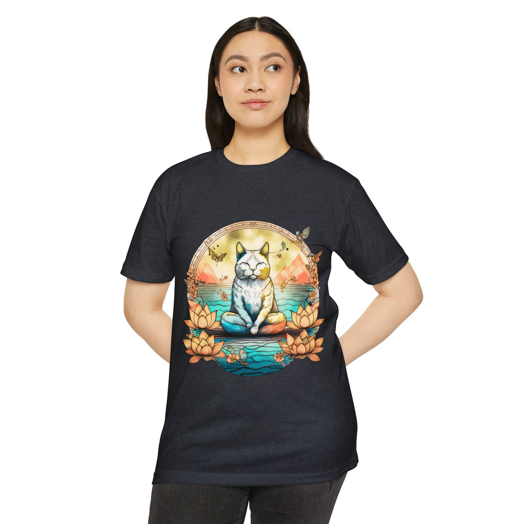 Zen Cat T-Shirt - Tranquil Lotus Meditation