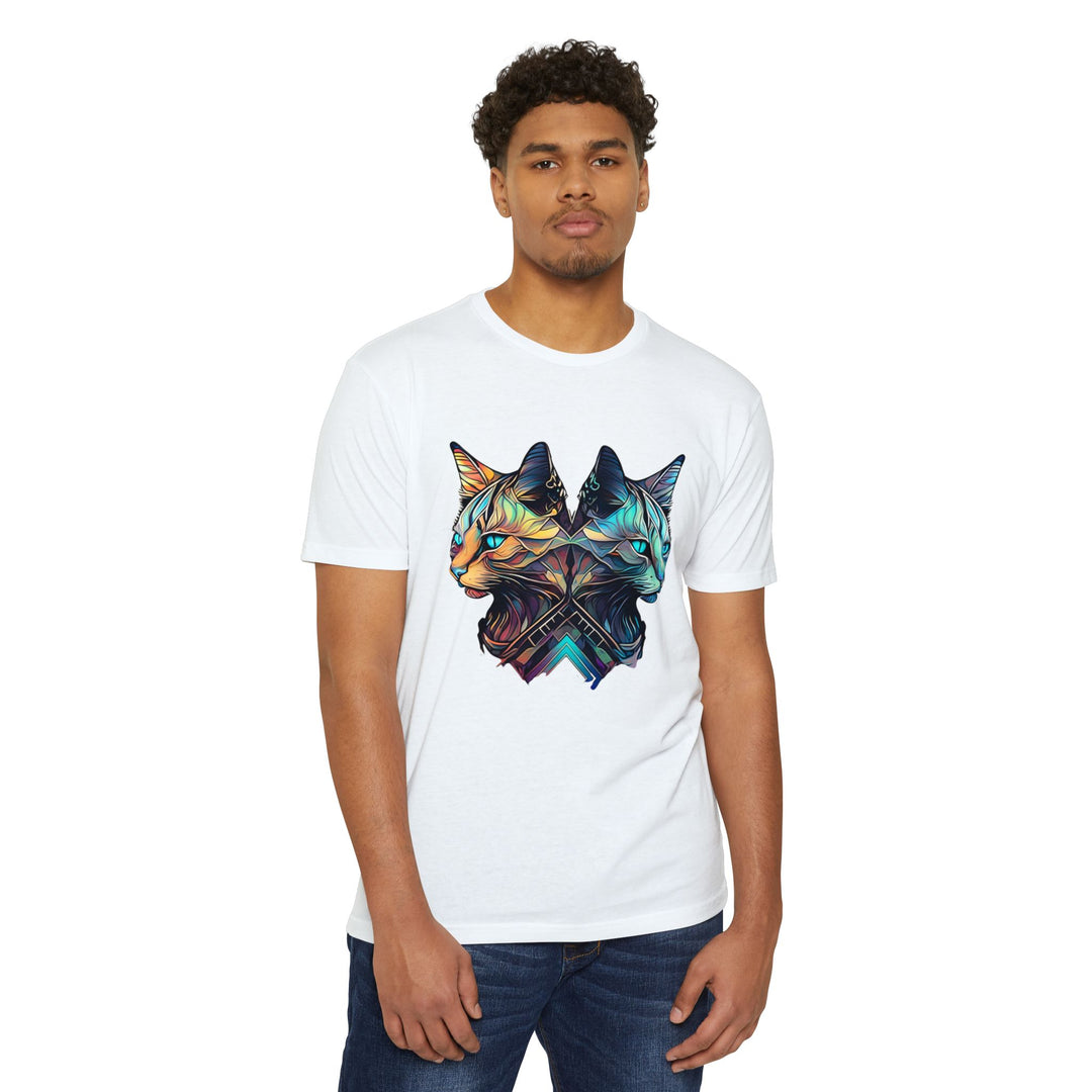 Dual Cat Fusion Art Top - Vibrant Unisex Apparel