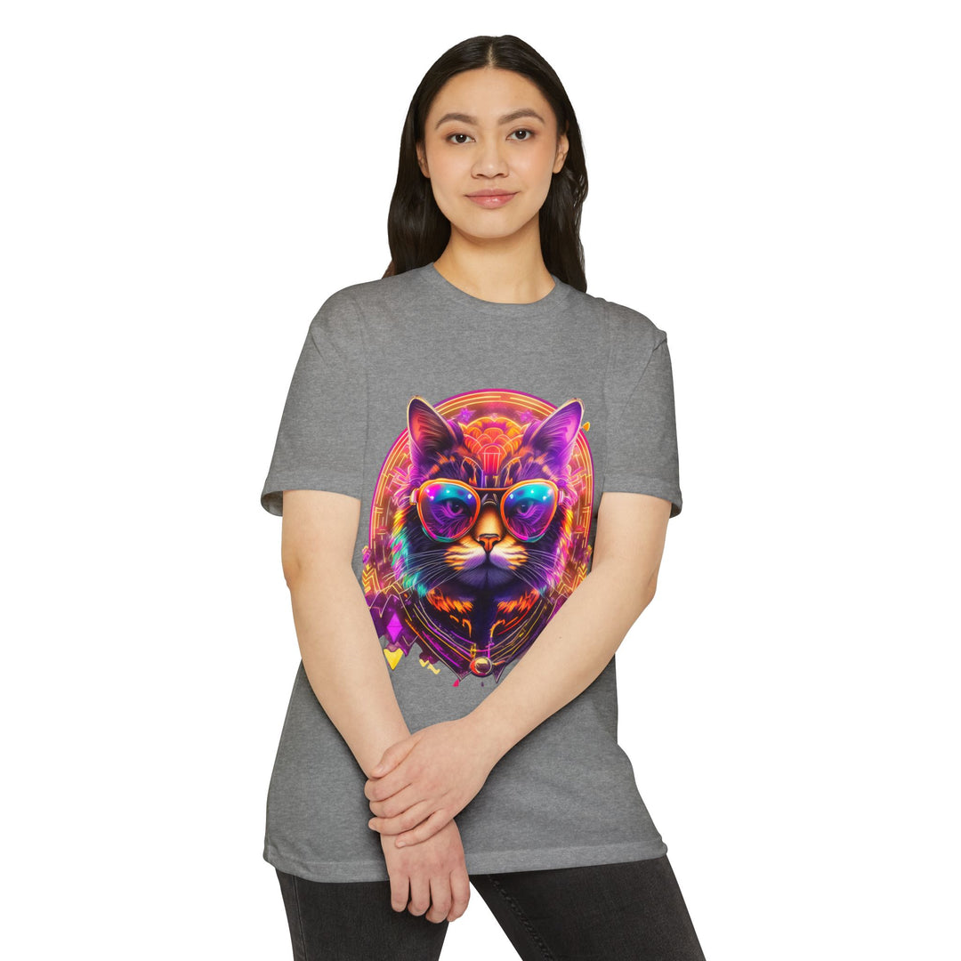 Cosmic Vibes Cat Top - Unisex Retro-Futuristic T-Shirt