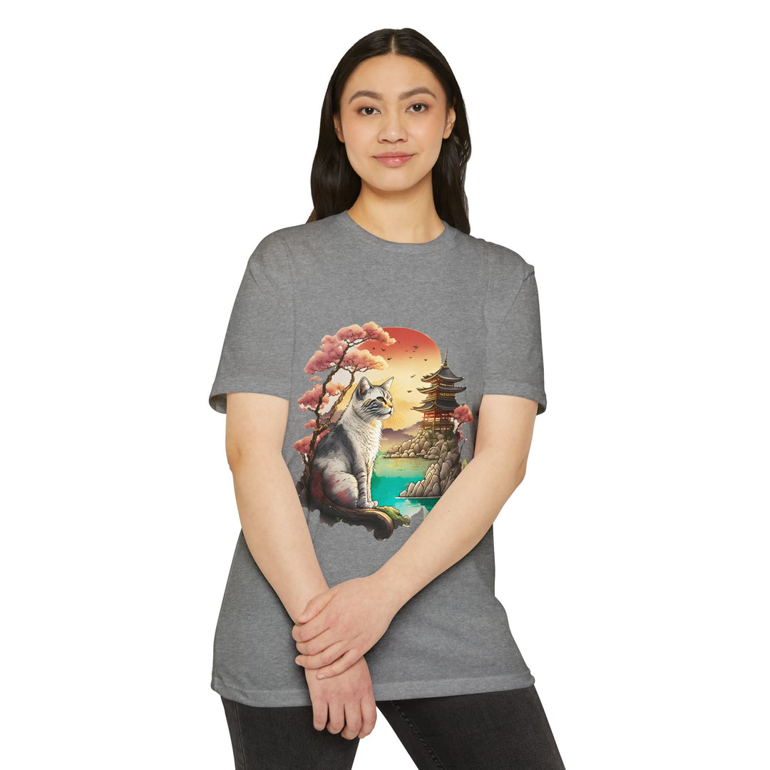 Zen Garden Cat Top - Unisex Serene Landscape T-Shirt