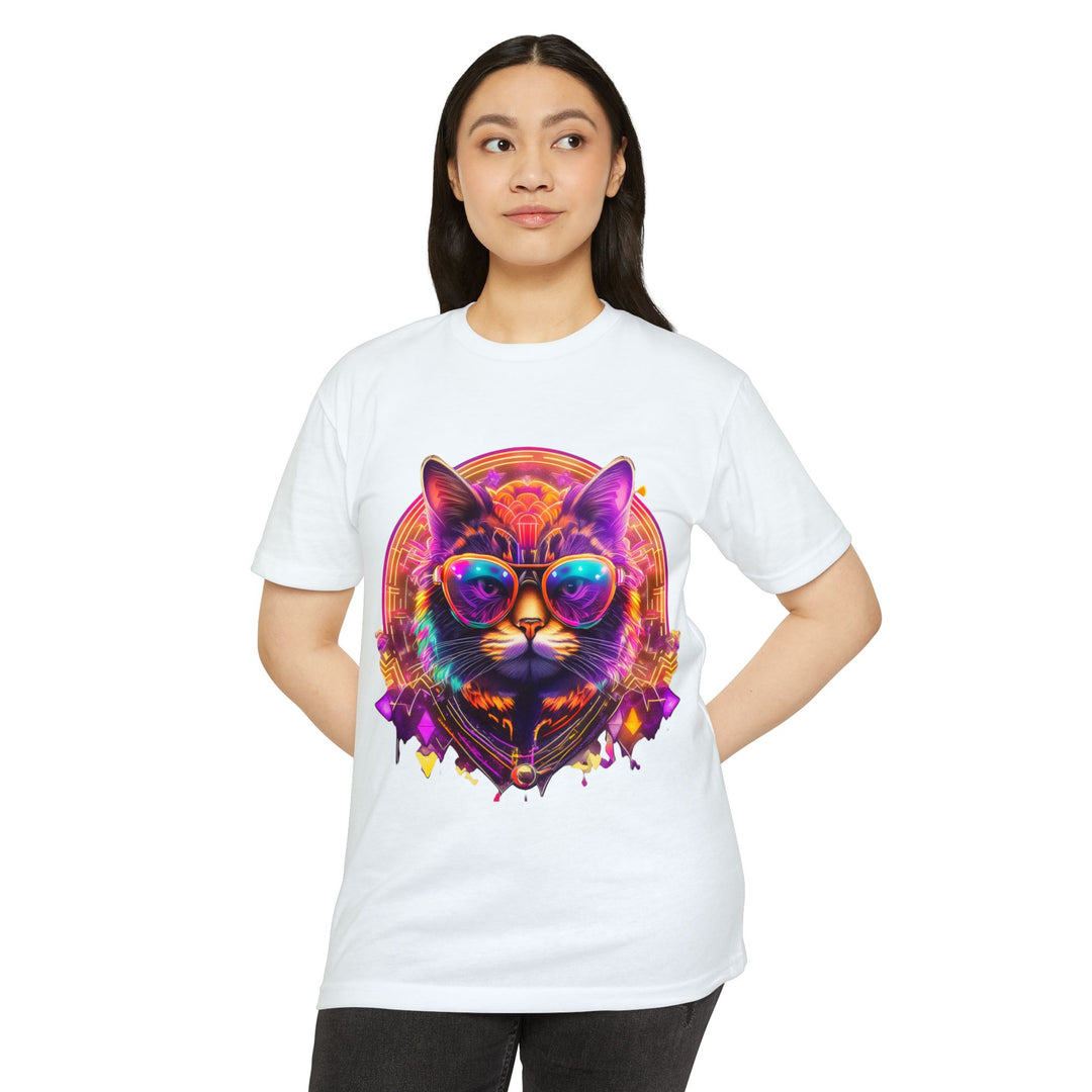 Cosmic Vibes Cat Top - Unisex Retro-Futuristic T-Shirt