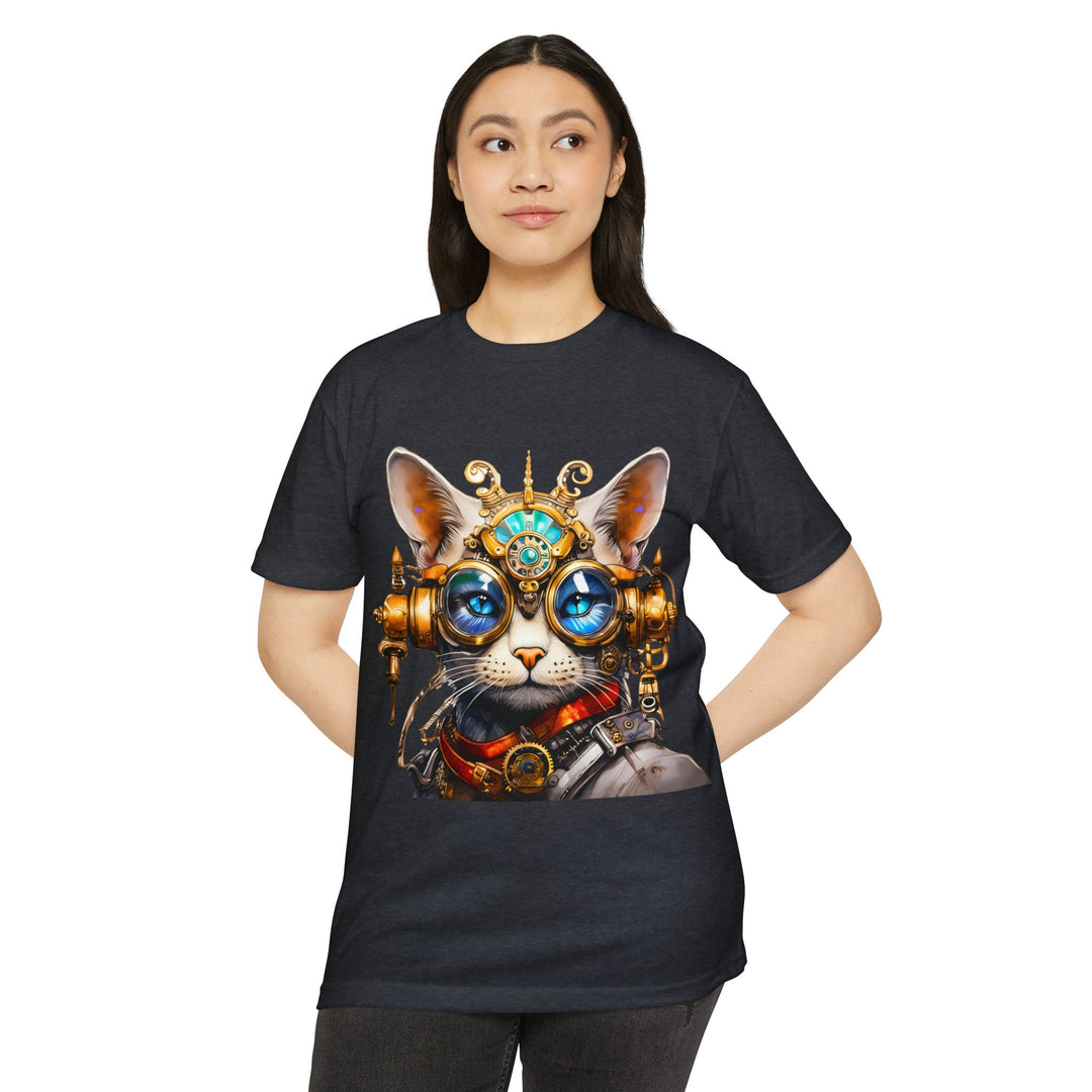 Steampunk Cat Art Shirt - Mechanical Feline Fantasy