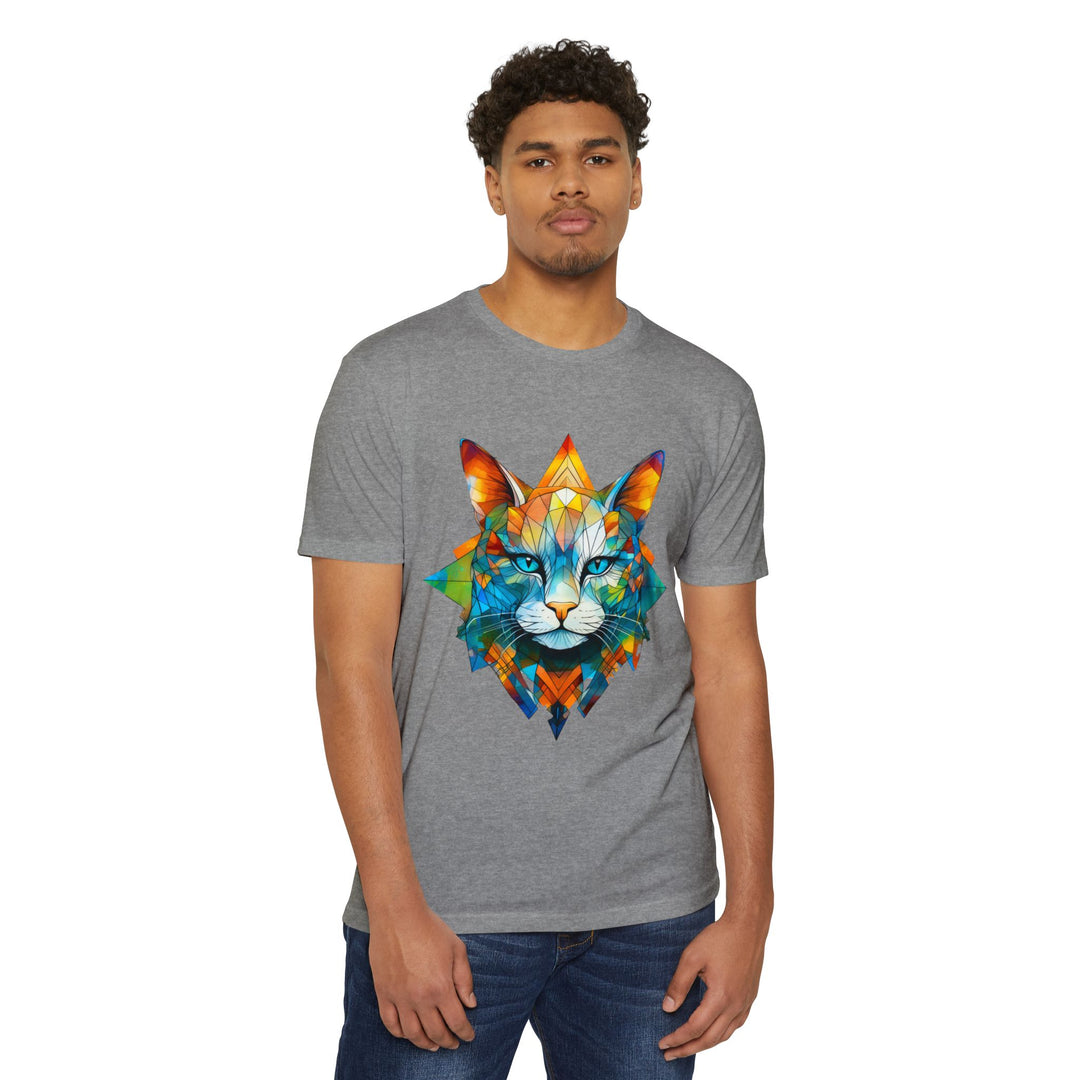 Geometric Prism Cat Top - Unisex Artistic Expression T-Shirt