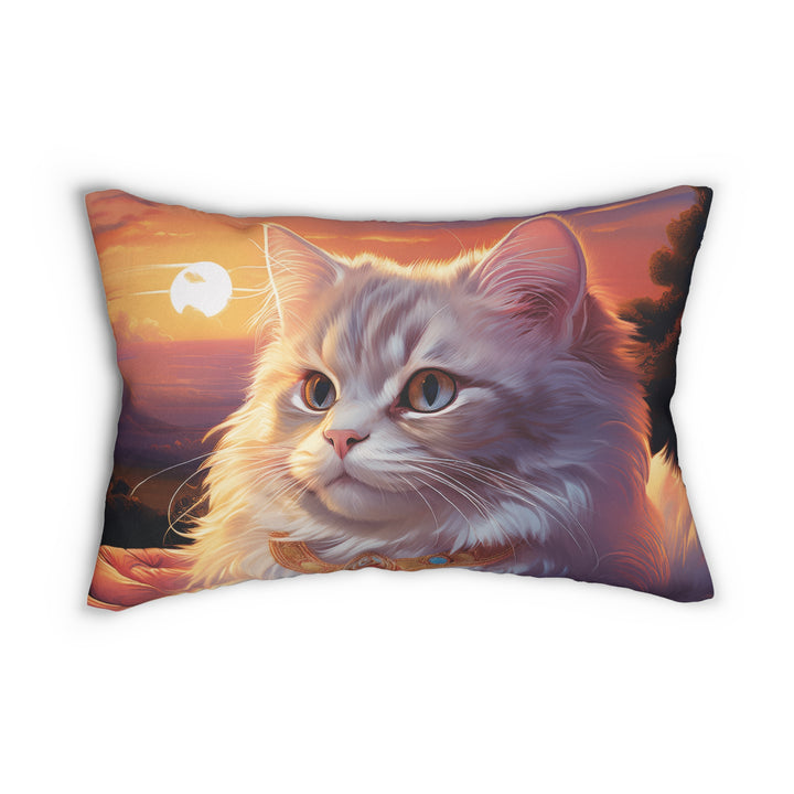 Serene Sunset Cat Lumbar Pillow – A Touch of Tranquility for Your Home