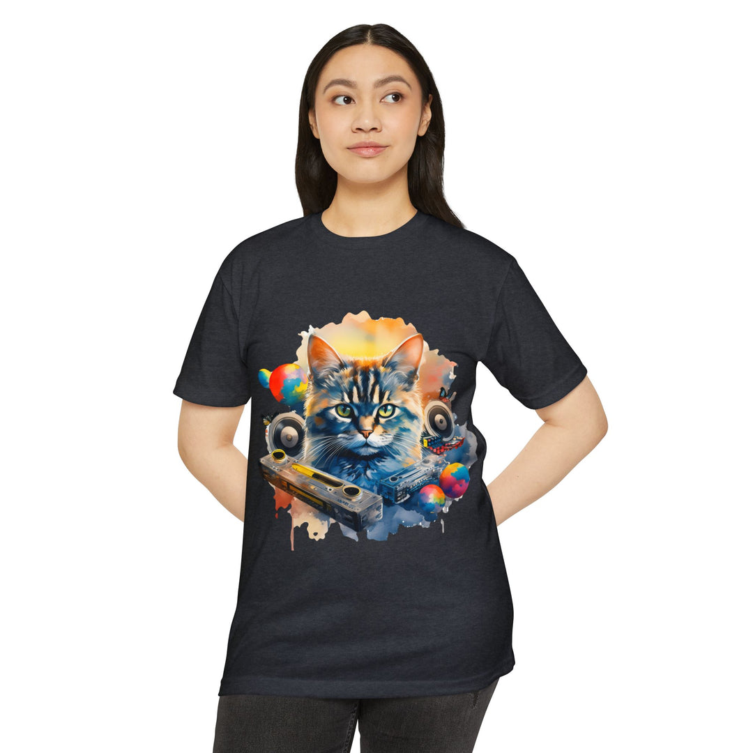 Retro Beats Feline Top - Stylish Unisex T-Shirt