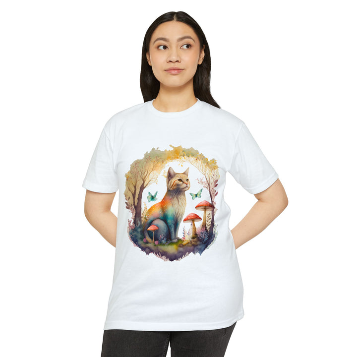 Mystical Woodland Feline Top - Enchanted Cat Art