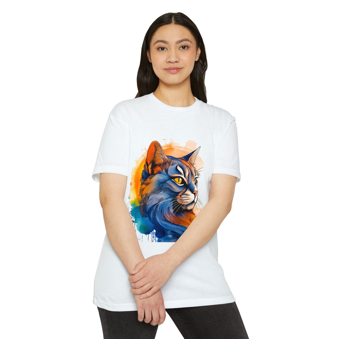 Sunset Gaze Cat Top - Unisex Vivid Portrait T-Shirt