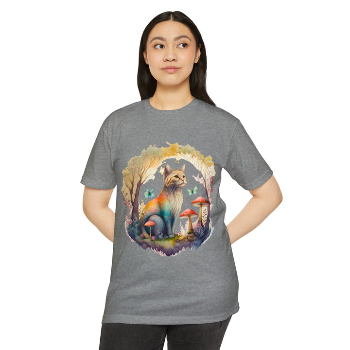 Mystical Woodland Feline Top - Enchanted Cat Art