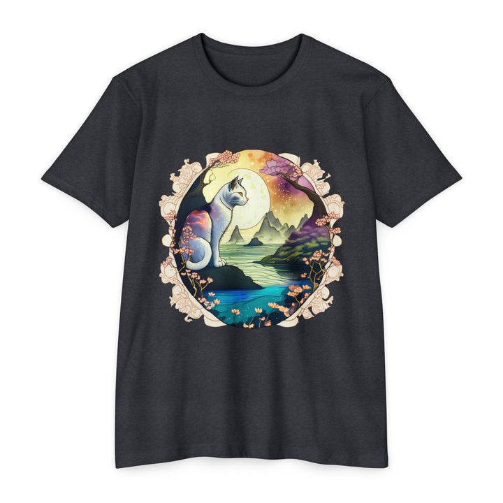 Mystic Moonlit Cat Art Top - Enchanted Night Design