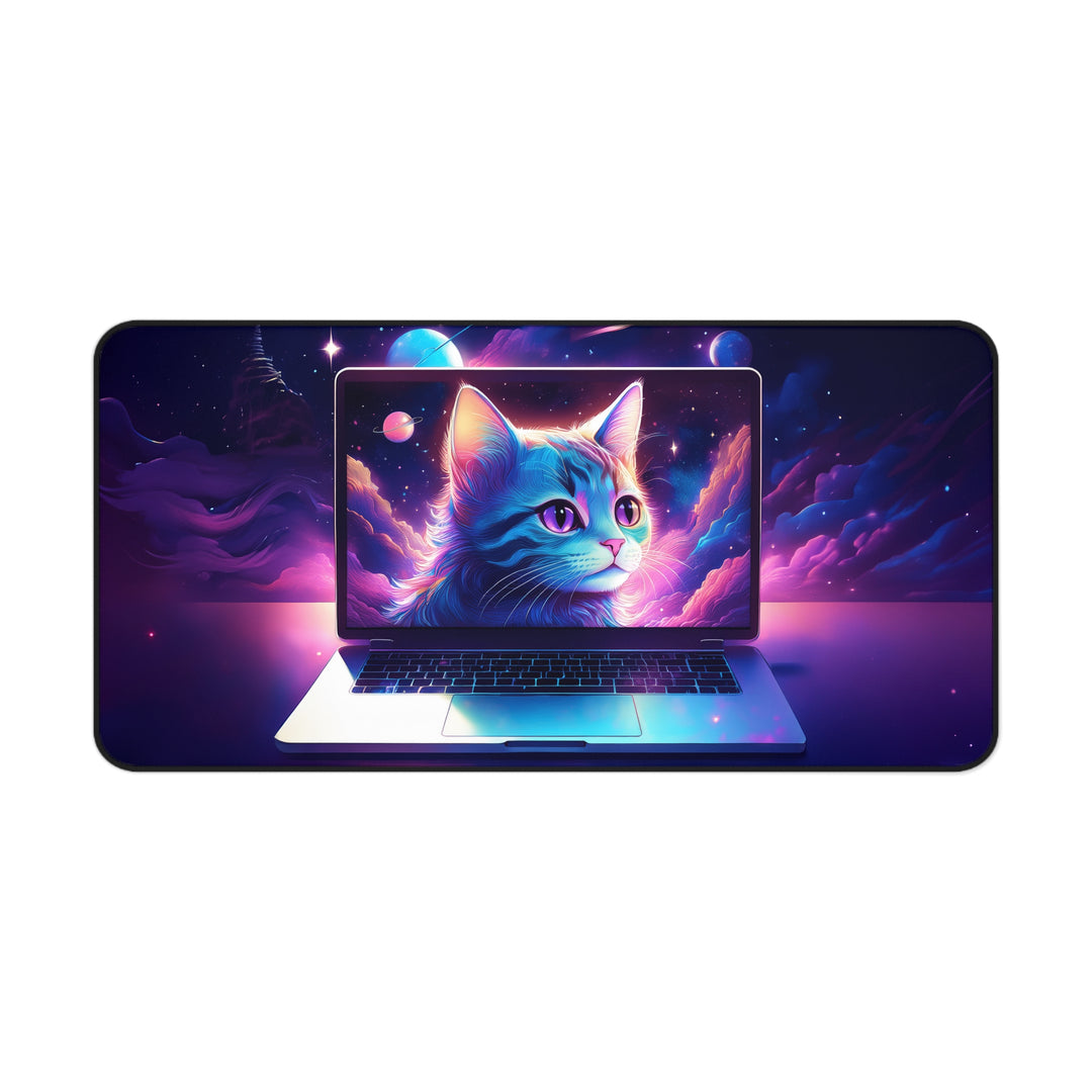 Cosmic Cat Desk Mat – Elevate Your Workspace with Stellar Style