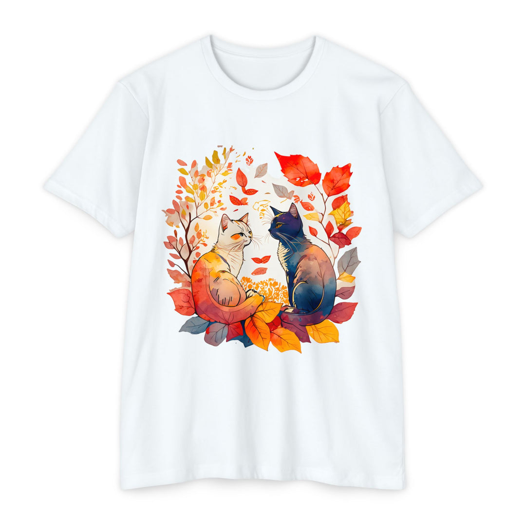 Autumn Whispers Cats Top - Unisex Fall Foliage T-Shirt