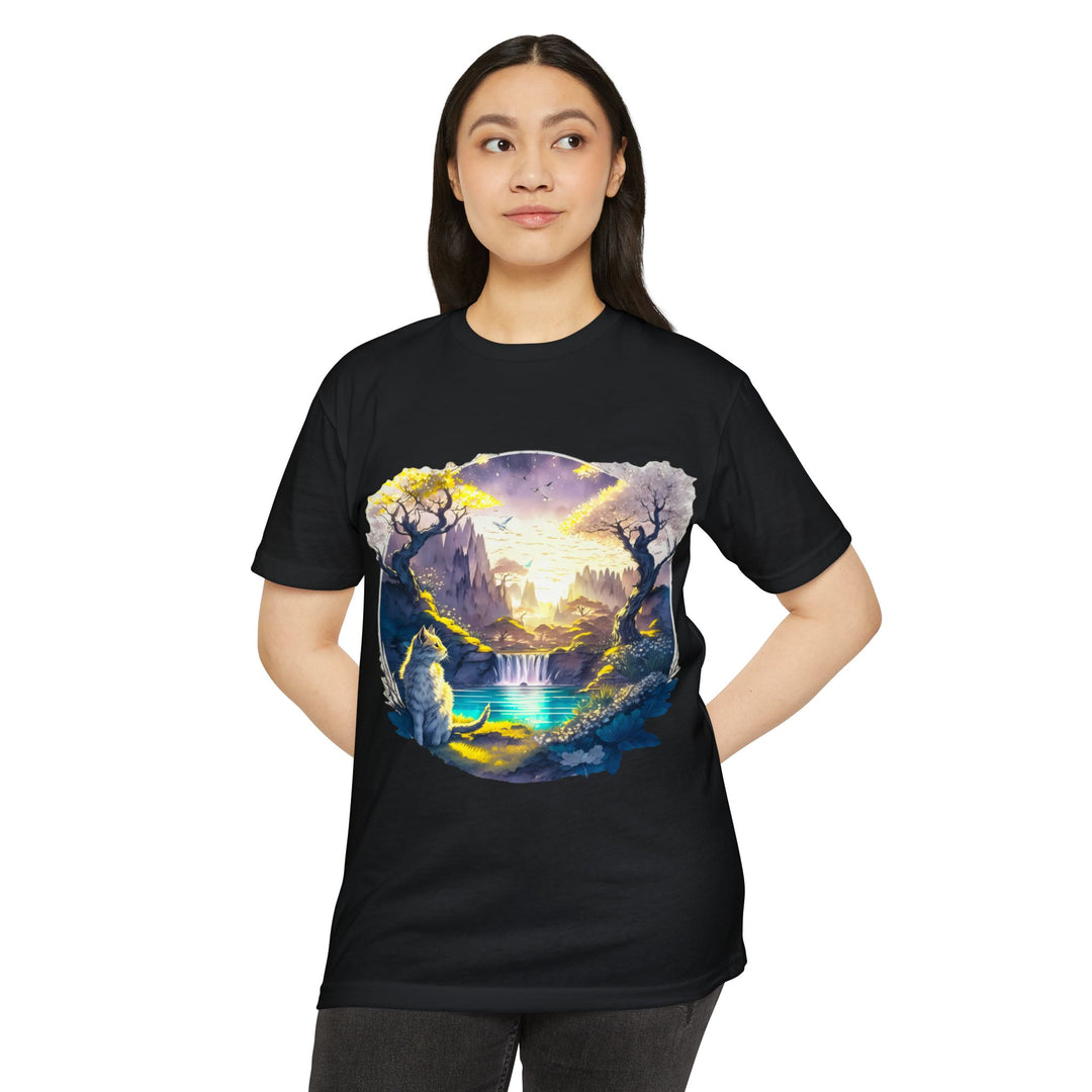 Mystical Realm Cat Top- Unisex Fantasy Landscape T-Shirt