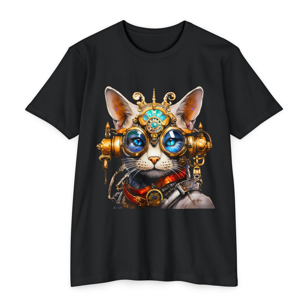 Steampunk Cat Art Shirt - Mechanical Feline Fantasy