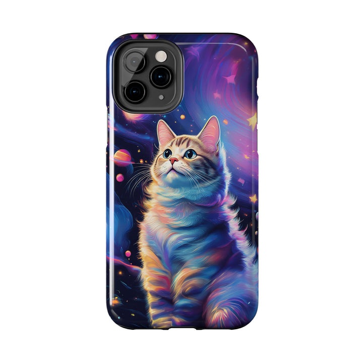 Cosmic Cat Tough Phone Case – Stellar Protection for Your Device