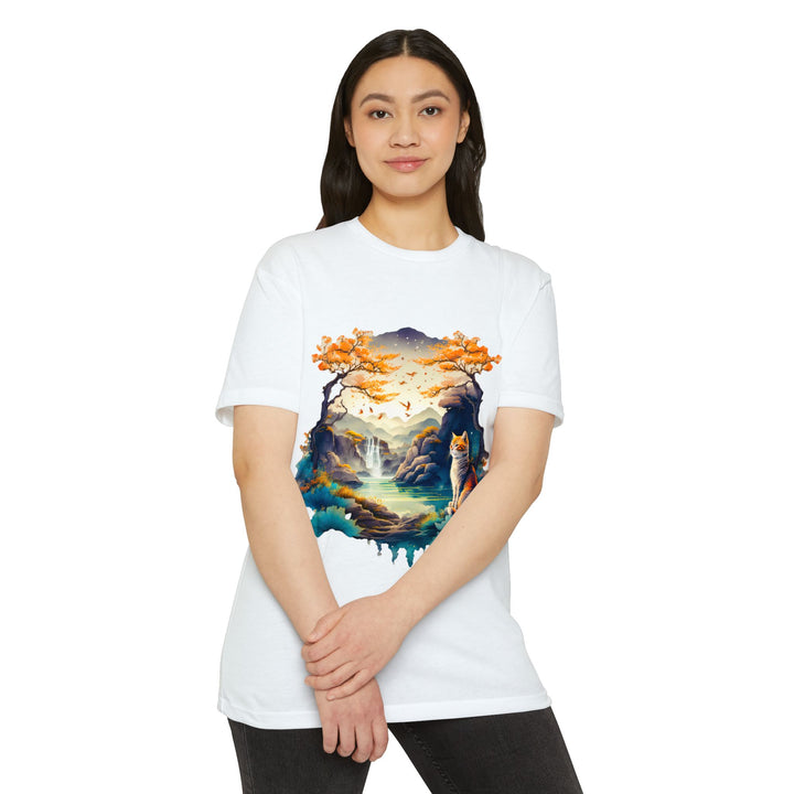 Tranquil Realm Cat Top - Unisex Serene Nature T-Shirt