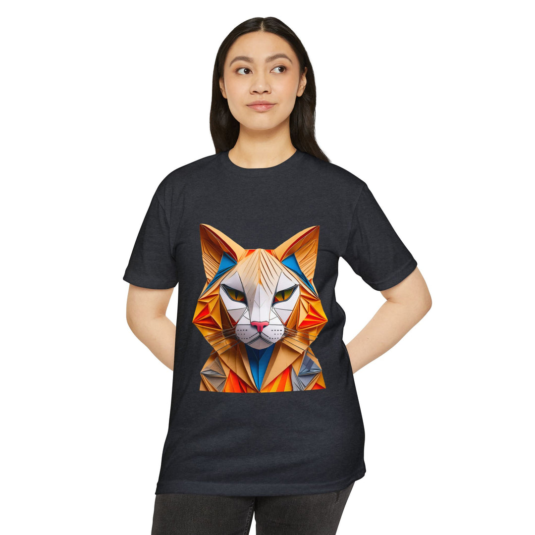 Geometric Feline T-Shirt - Modern Cat Art