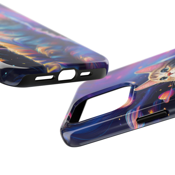 Cosmic Cat Tough Phone Case – Stellar Protection for Your Device