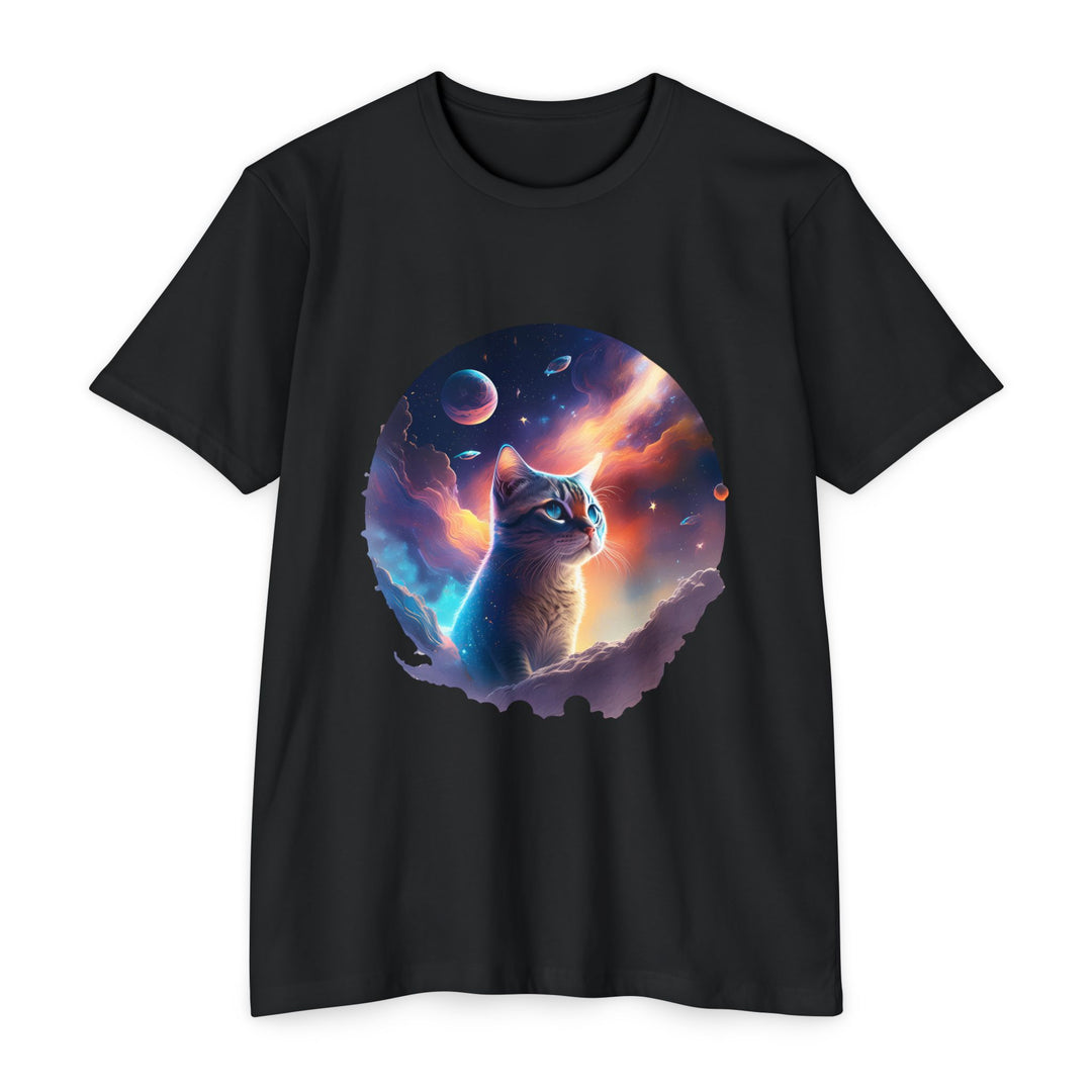 Galactic Cat Gaze Shirt - Celestial Wonders Design