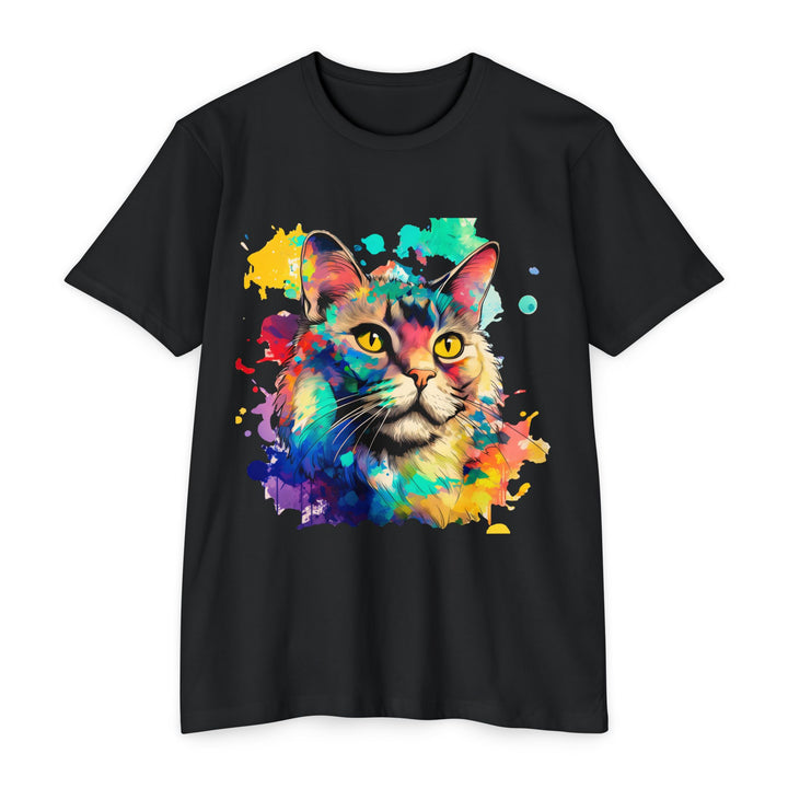 Prismatic Cat T-Shirt - Vivid Feline Art