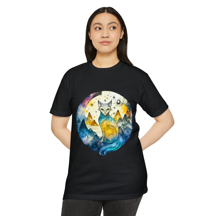 Mystical Moon Cat Top - Unisex Celestial Journey T-Shirt