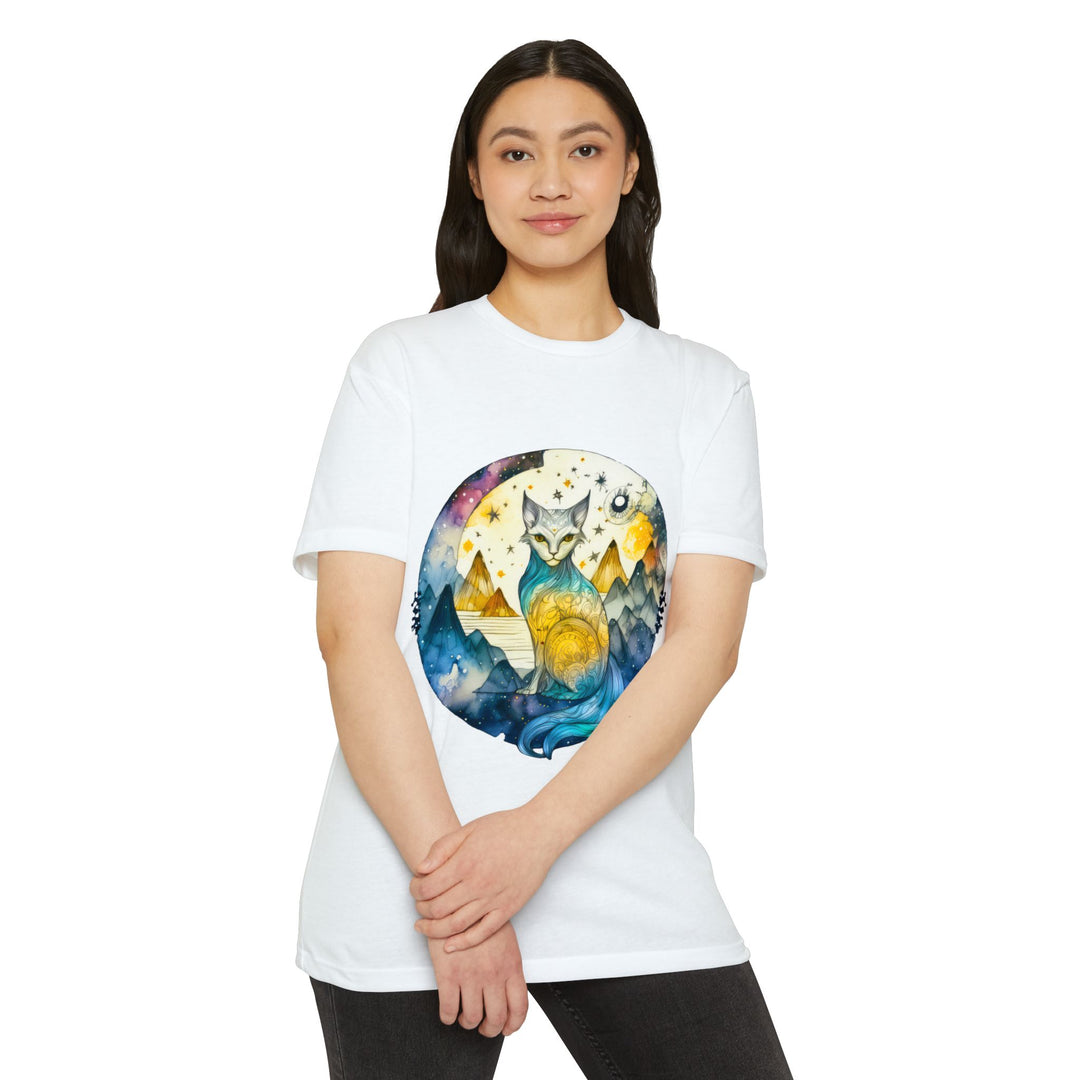 Celestial Cat Dreamscape Top - Unisex Cosmic Journey T-Shirt